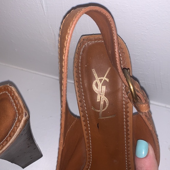YSL sling backs with comfortable stacked heels - Picture 4 of 12